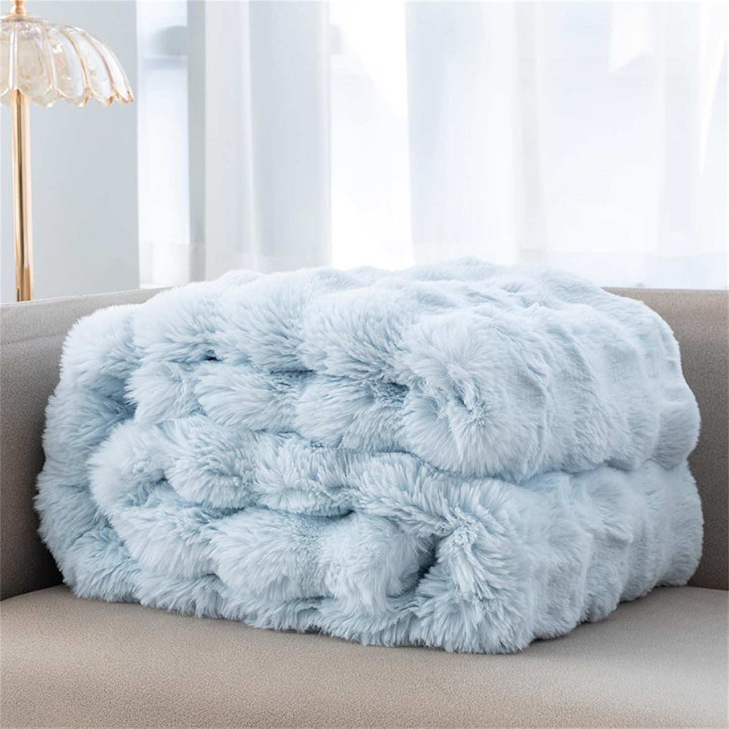Ultra-Zachte Chunky Knit Verzwaringsdeken – Luxe Faux Fur Plaid voor Ontspanning & Stijl | Ademend & Comfortabel