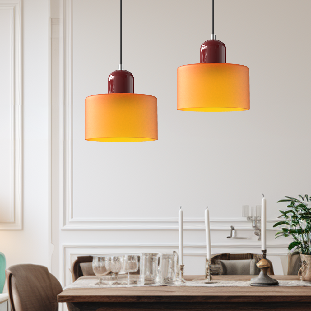 Glazen Hanglamp in Bauhaus-stijl – Designlamp met Verstelbare Ophanging en E27 Fitting