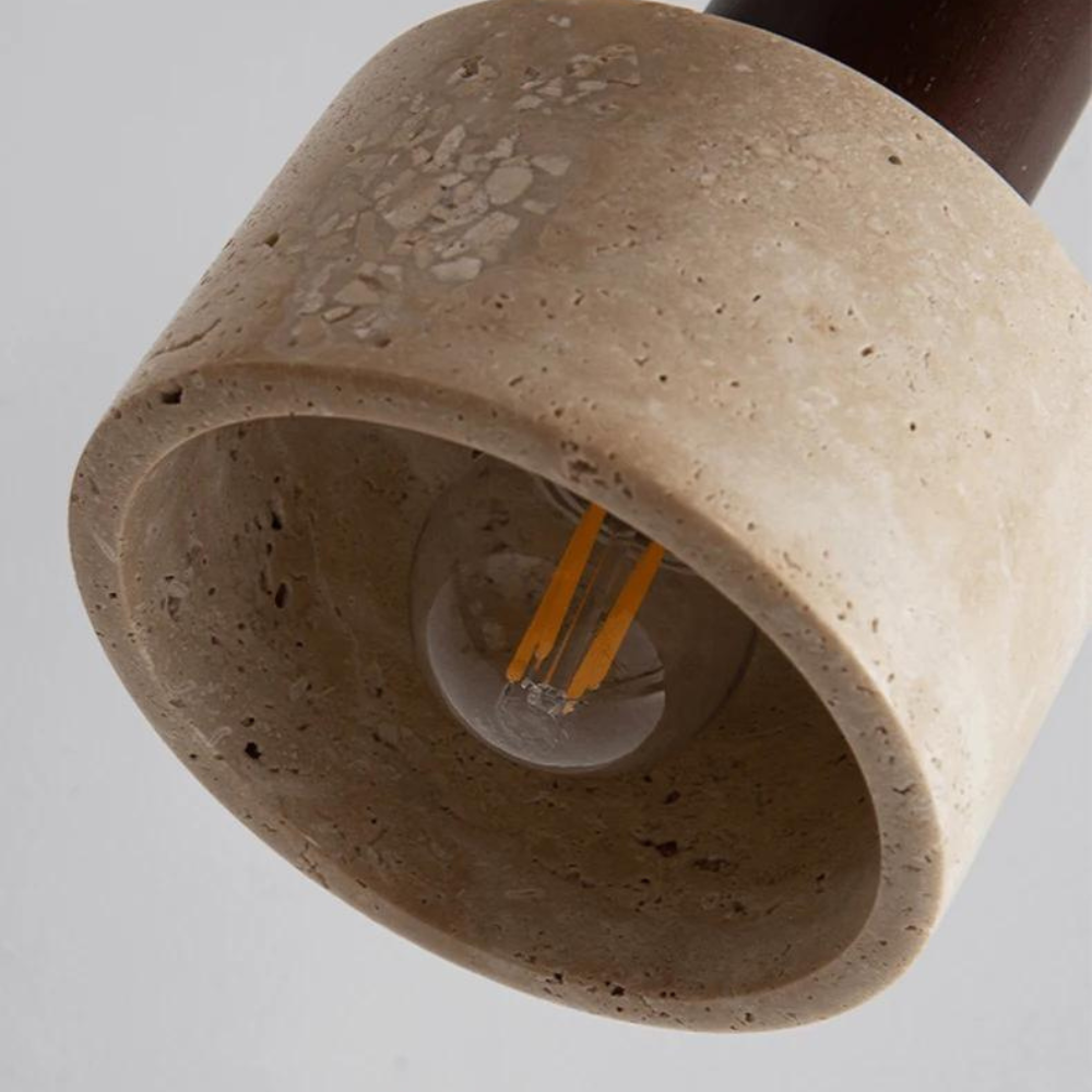 Japandi Travertin Druppellamp – Marmeren Hanglamp met Minimalistische Elegantie