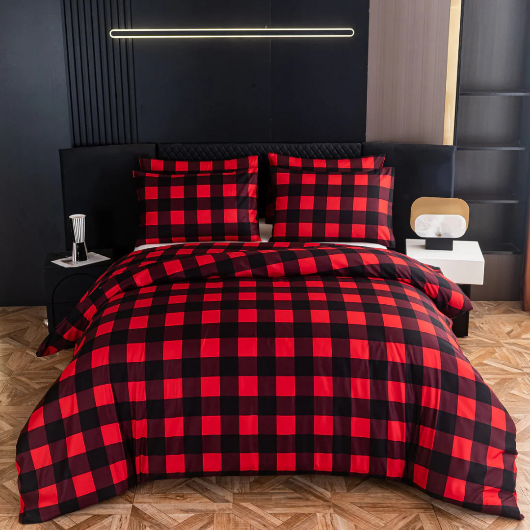 Moderne Dekbedovertrek Set – Comfortabel & Ademend Beddengoed met Strak Gestreept Design | Inclusief Kussenslopen