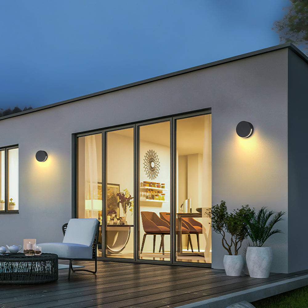 Modern Round Glass Outdoor Wall Lamp – Weerbestendige Wandlamp | Elegante LED Buitenlamp voor Tuin, Gevel & Terras