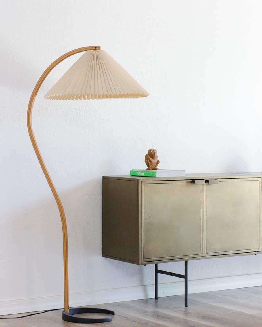 Caprani Vloerlamp – Scandinavisch Design Staande Lamp met Beukenhout & Linnen Kap | Iconische Retro Stijl uit de Jaren ’70