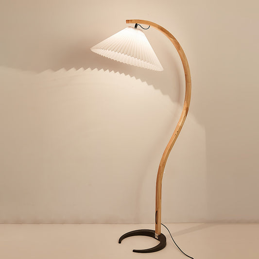 Caprani Vloerlamp – Scandinavisch Design Staande Lamp met Beukenhout & Linnen Kap | Iconische Retro Stijl uit de Jaren ’70