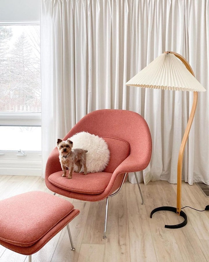 Caprani Vloerlamp – Scandinavisch Design Staande Lamp met Beukenhout & Linnen Kap | Iconische Retro Stijl uit de Jaren ’70