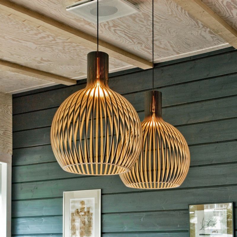 Handgemaakte Houten Hanglamp – Natuurlijke Sfeerverlichting met Verstelbare Hoogte – AuraLuxe