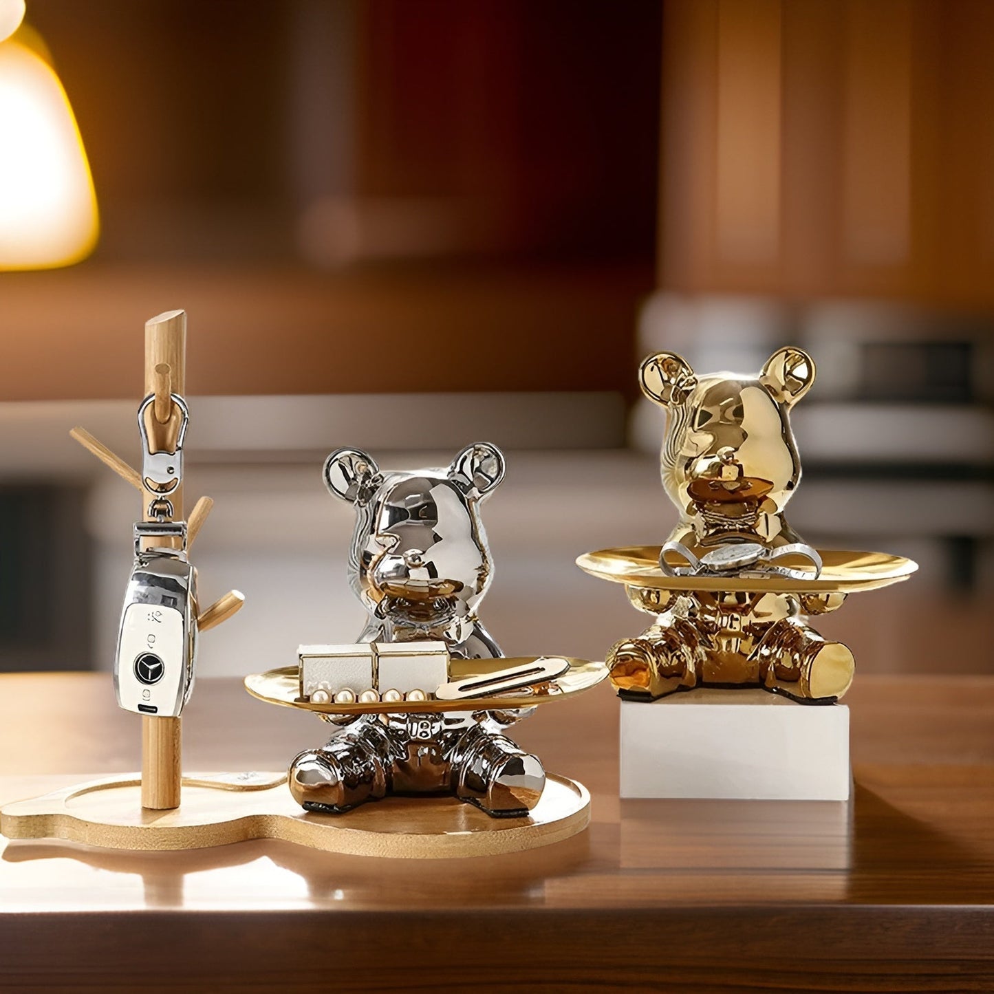Keramisch Opbergplateau in Berenvorm – Decoratief Schaaltje voor Sleutels, Sieraden en Snacks