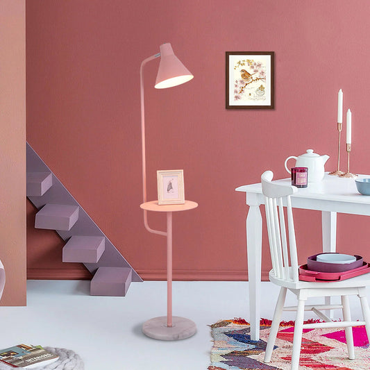 Macaroon Vloerlamp – Design Staande Lamp met Marmeren Basis & Functioneel Tafelblad | Luxe & Praktisch