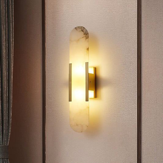 Melange Alabaster Wandlamp – Luxe Design met Messing Accenten | Handgemaakt & Tijdloos Modern