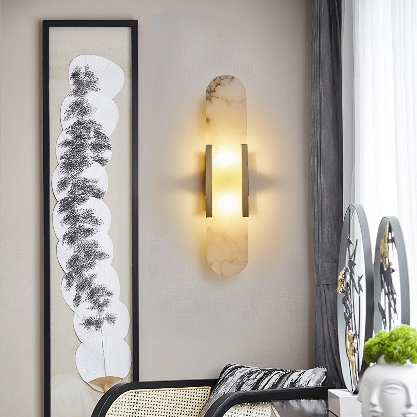 Melange Alabaster Wandlamp – Luxe Design met Messing Accenten | Handgemaakt & Tijdloos Modern