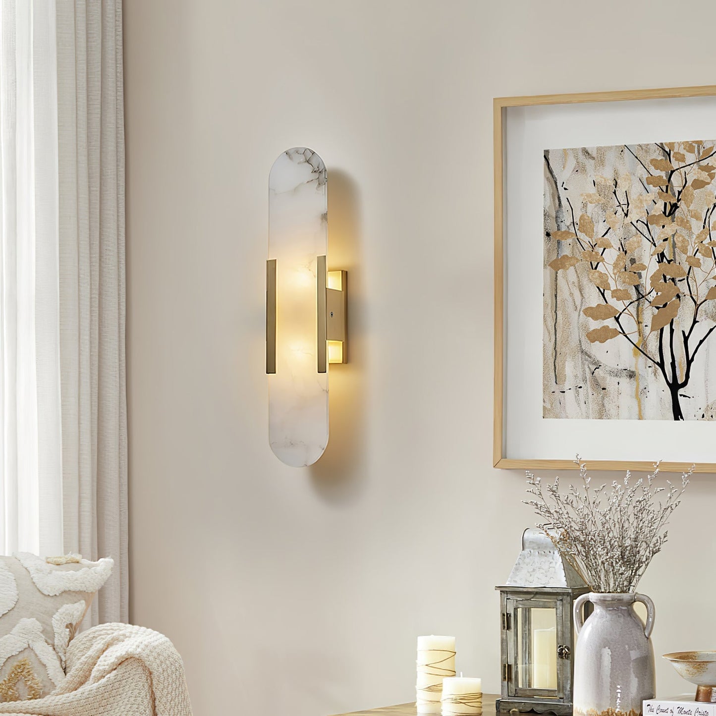 Melange Alabaster Wandlamp – Luxe Design met Messing Accenten | Handgemaakt & Tijdloos Modern
