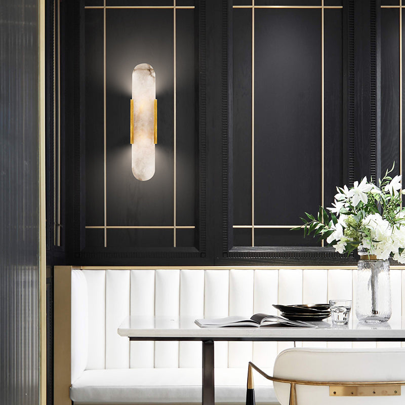 Melange Alabaster Wandlamp – Luxe Design met Messing Accenten | Handgemaakt & Tijdloos Modern