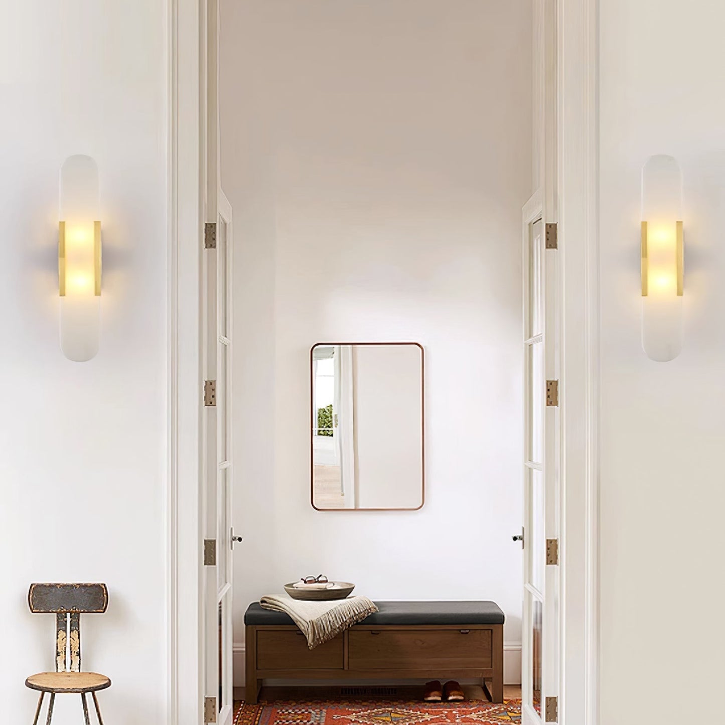 Melange Alabaster Wandlamp – Luxe Design met Messing Accenten | Handgemaakt & Tijdloos Modern