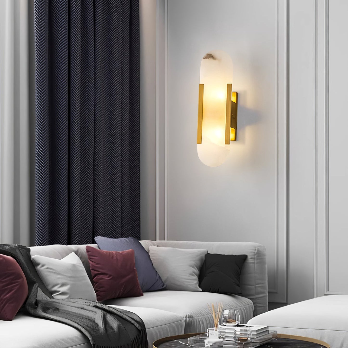 Melange Alabaster Wandlamp – Luxe Design met Messing Accenten | Handgemaakt & Tijdloos Modern