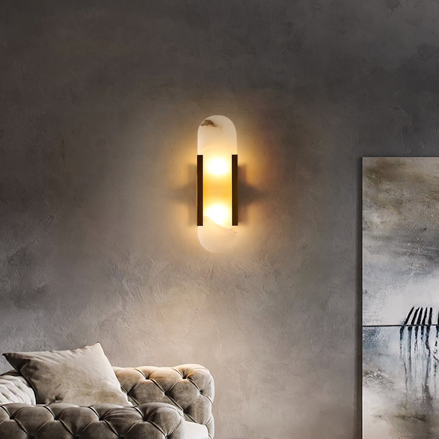Melange Alabaster Wandlamp – Luxe Design met Messing Accenten | Handgemaakt & Tijdloos Modern