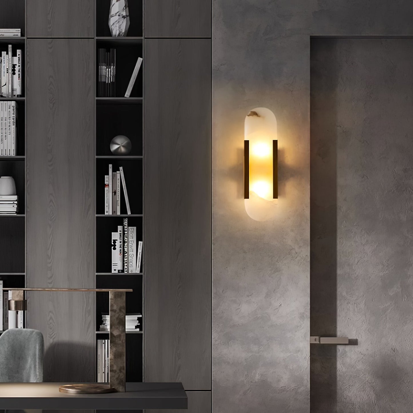 Melange Alabaster Wandlamp – Luxe Design met Messing Accenten | Handgemaakt & Tijdloos Modern