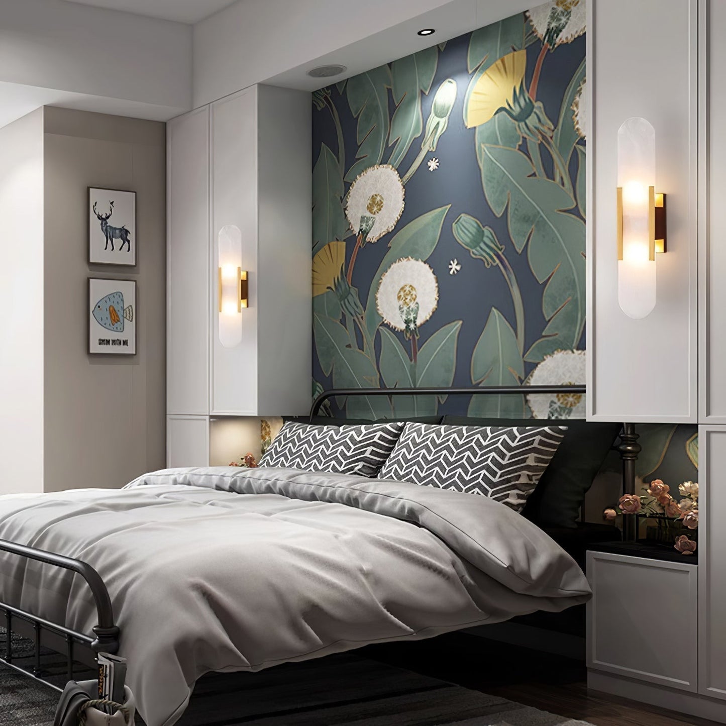 Melange Alabaster Wandlamp – Luxe Design met Messing Accenten | Handgemaakt & Tijdloos Modern