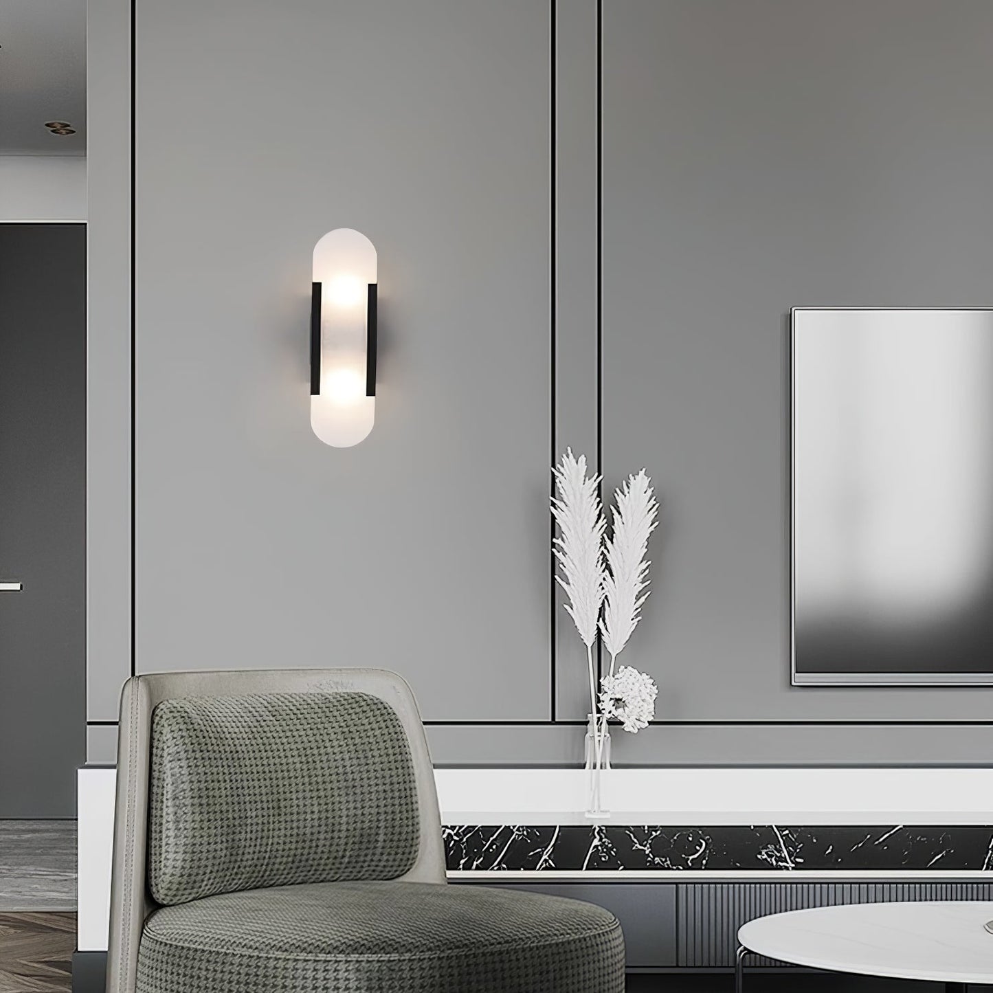Melange Alabaster Wandlamp – Luxe Design met Messing Accenten | Handgemaakt & Tijdloos Modern