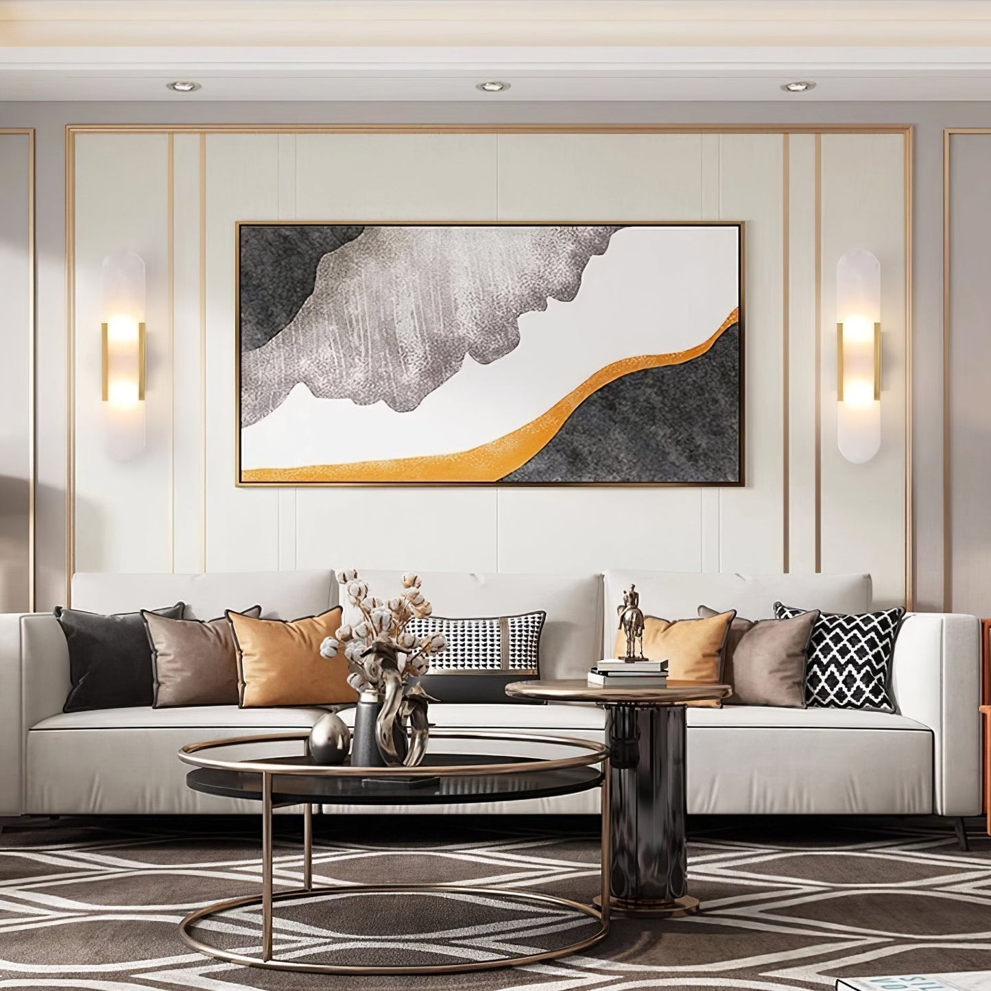Melange Alabaster Wandlamp – Luxe Design met Messing Accenten | Handgemaakt & Tijdloos Modern