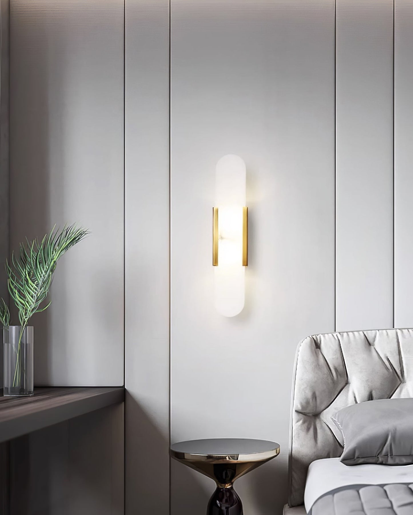 Melange Alabaster Wandlamp – Luxe Design met Messing Accenten | Handgemaakt & Tijdloos Modern