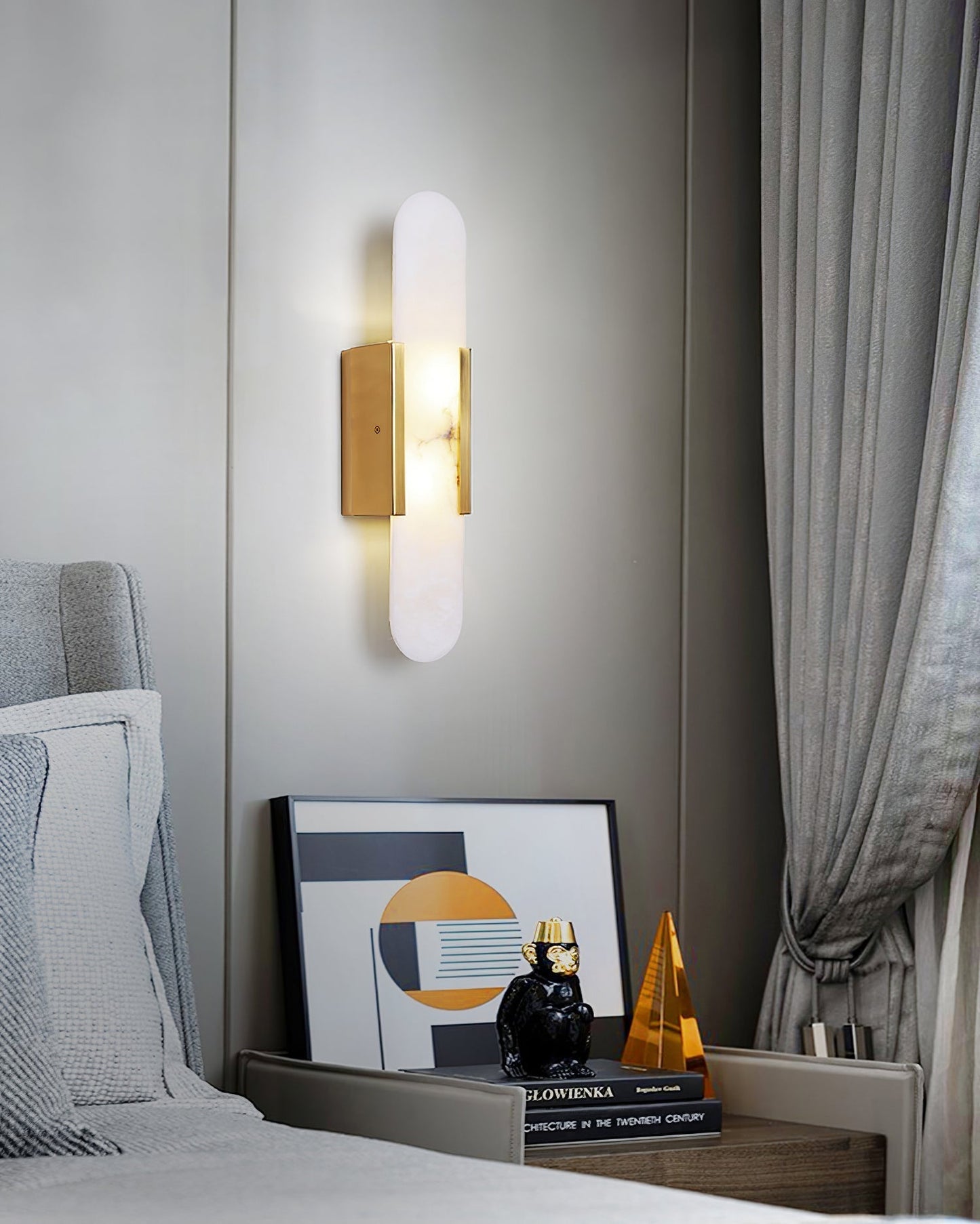 Melange Alabaster Wandlamp – Luxe Design met Messing Accenten | Handgemaakt & Tijdloos Modern