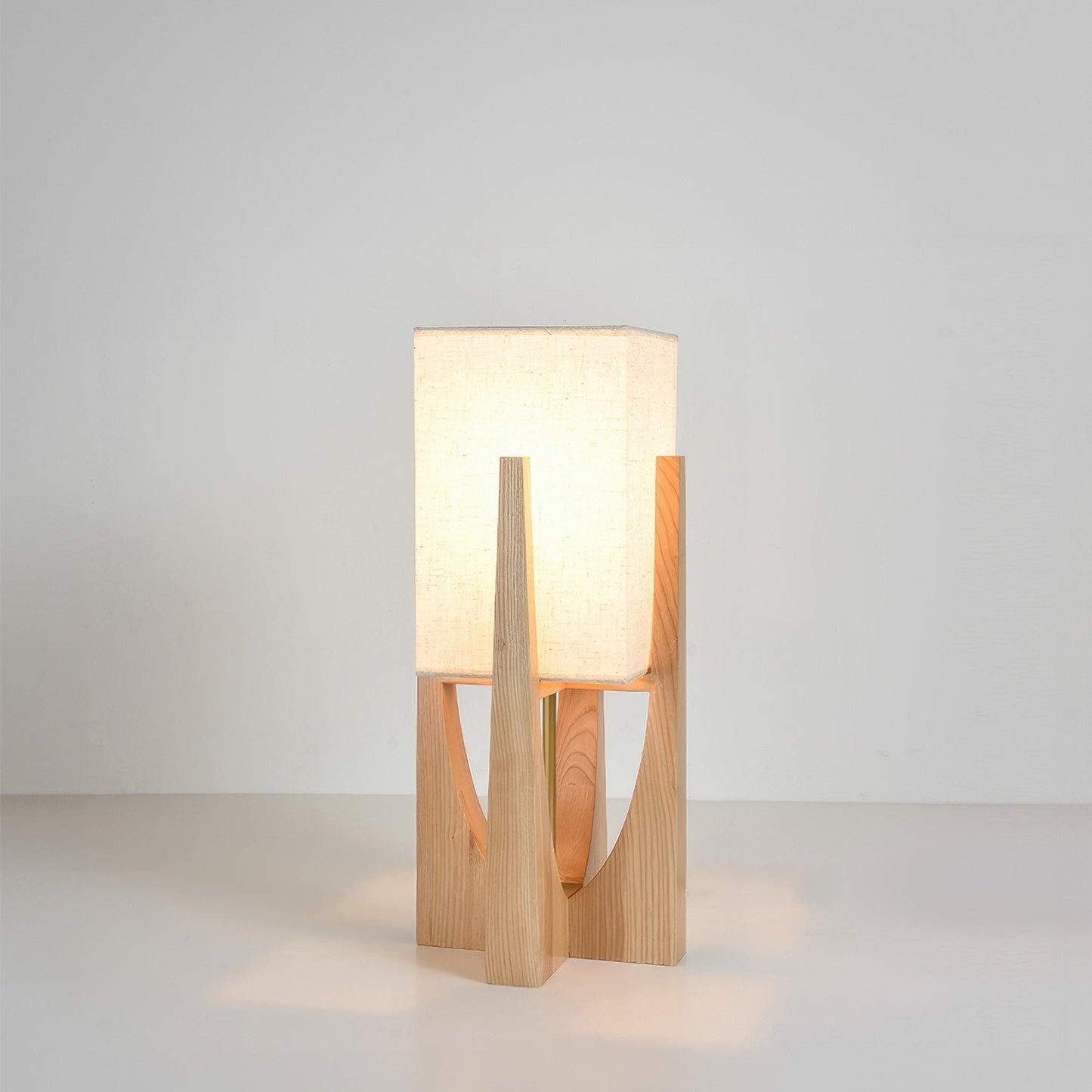 Japanse Walnoot Vloerlamp – Minimalistische Staande Lamp met Katoen-Linnen Kap | Warm Licht & Tricolor Verlichting