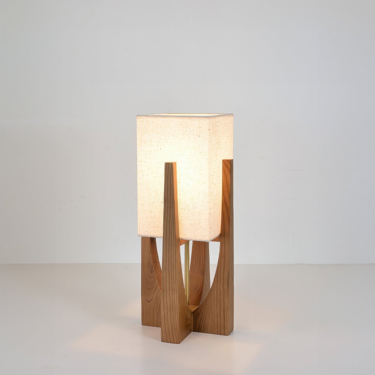 Japanse Walnoot Vloerlamp – Minimalistische Staande Lamp met Katoen-Linnen Kap | Warm Licht & Tricolor Verlichting