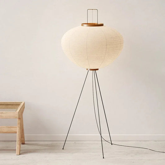 ZenGlow Wabi Sabi Vloerlamp – Vintage Staande Lamp met Rijstpapieren Kap | Minimalistisch Design & Warme Sfeerverlichting
