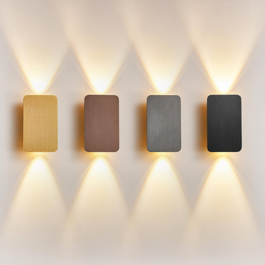 Koda Rechthoekige Wandlamp – Moderne LED Muurverlichting | Boven & Beneden Licht in 4 Metallic Finishes