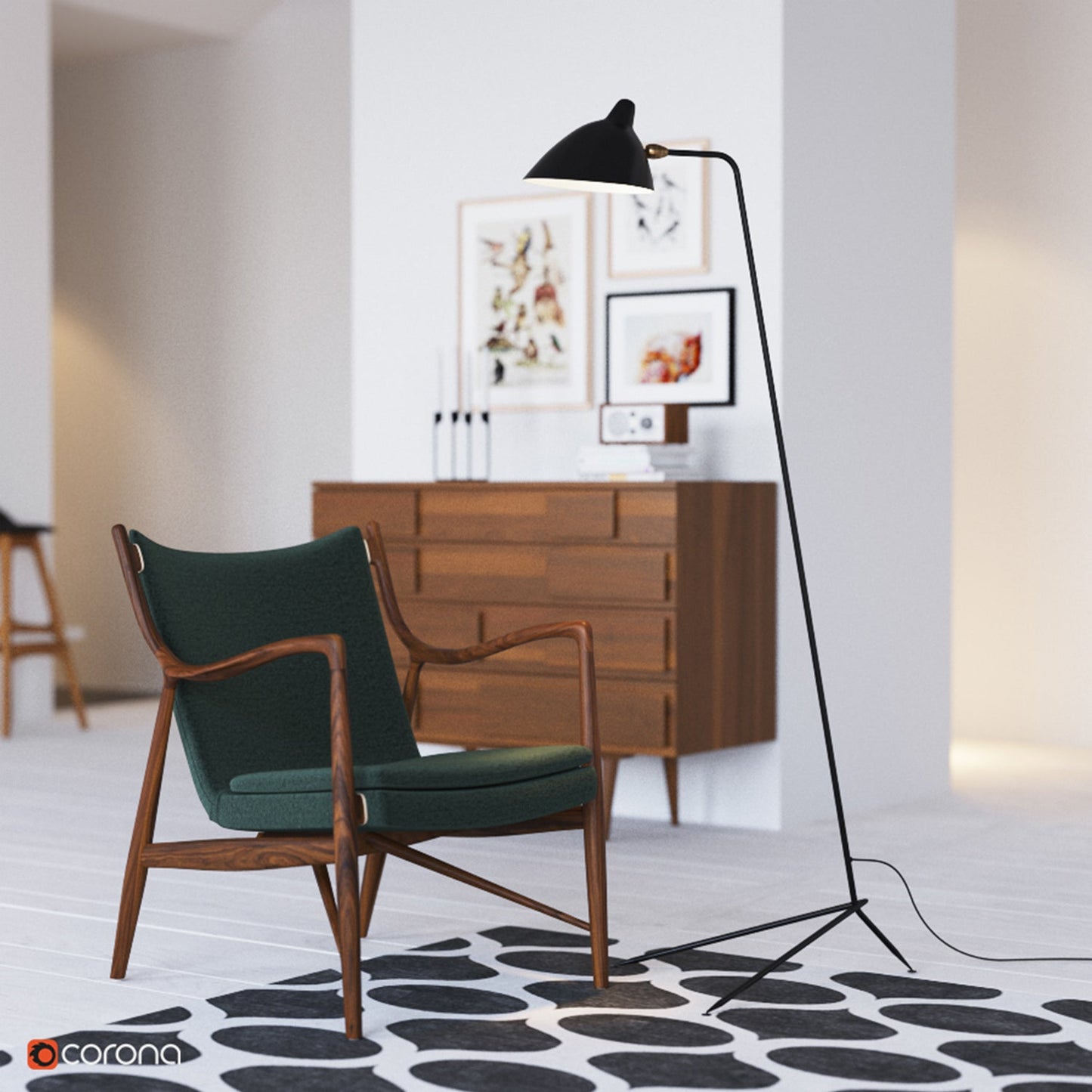 Mouille Three-Arm Vloerlamp – Iconische Design Staande Lamp met Draaiende Armen | Sculpturaal & Functioneel