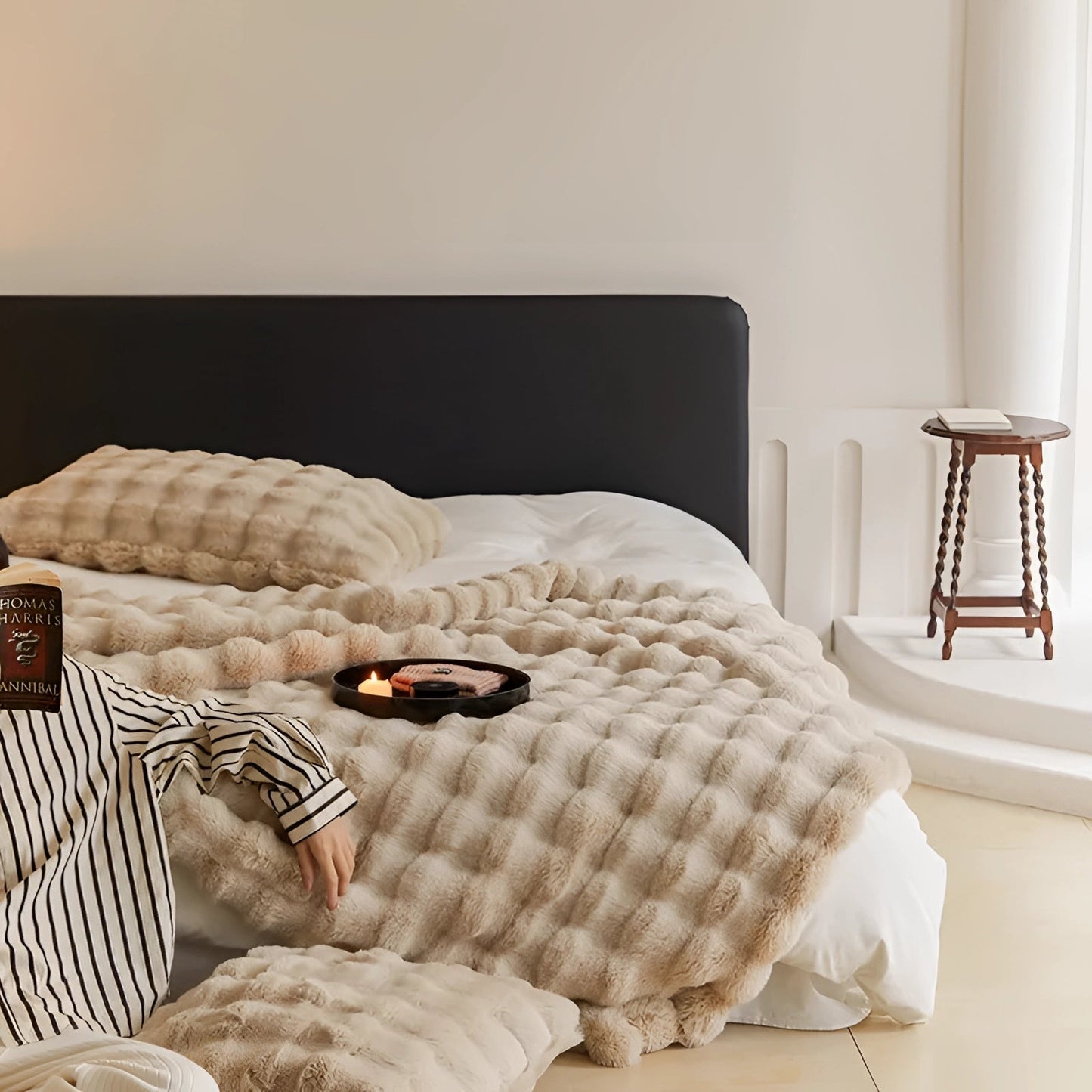 Ultra-Zachte Chunky Knit Verzwaringsdeken – Luxe Faux Fur Plaid voor Ontspanning & Stijl | Ademend & Comfortabel