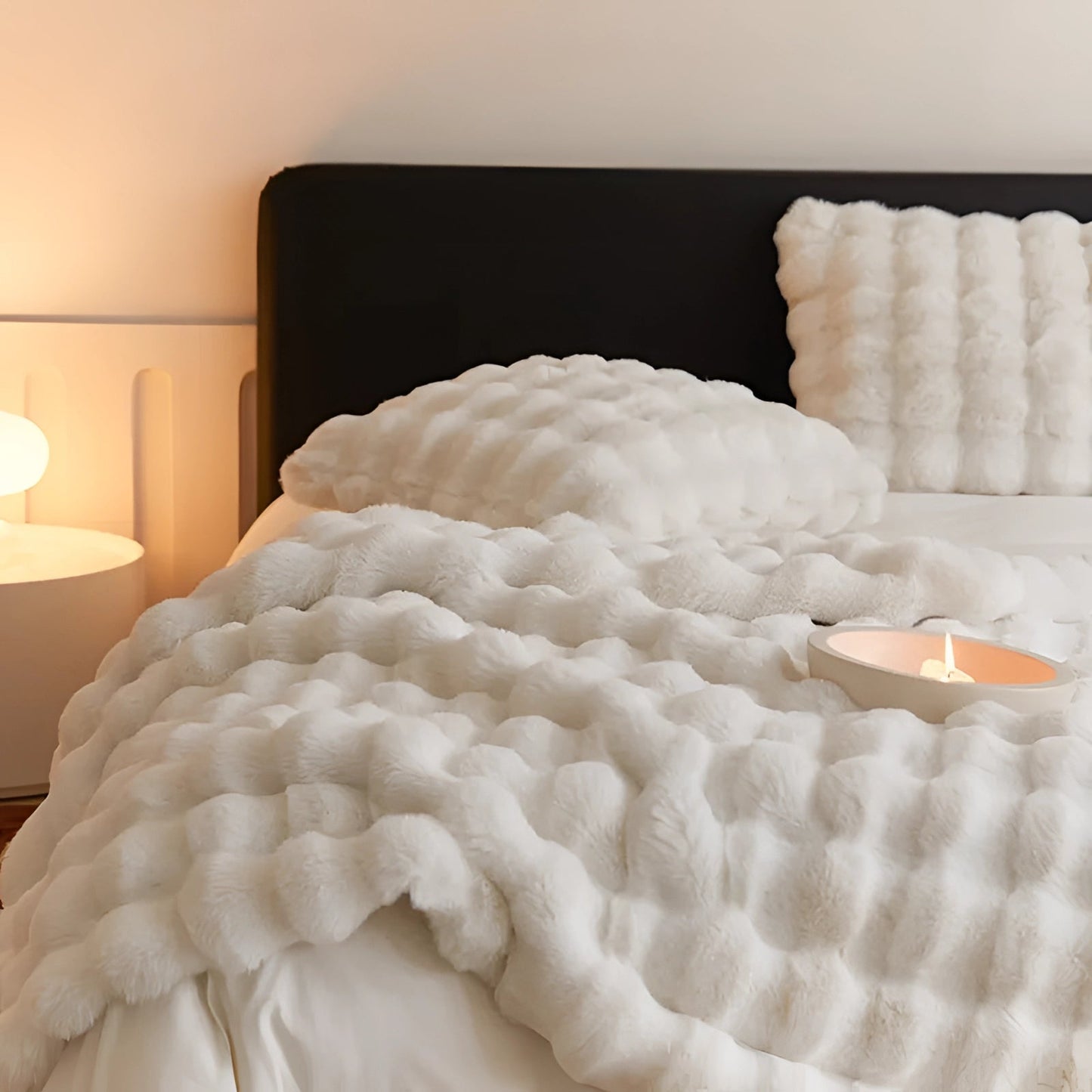 Ultra-Zachte Chunky Knit Verzwaringsdeken – Luxe Faux Fur Plaid voor Ontspanning & Stijl | Ademend & Comfortabel