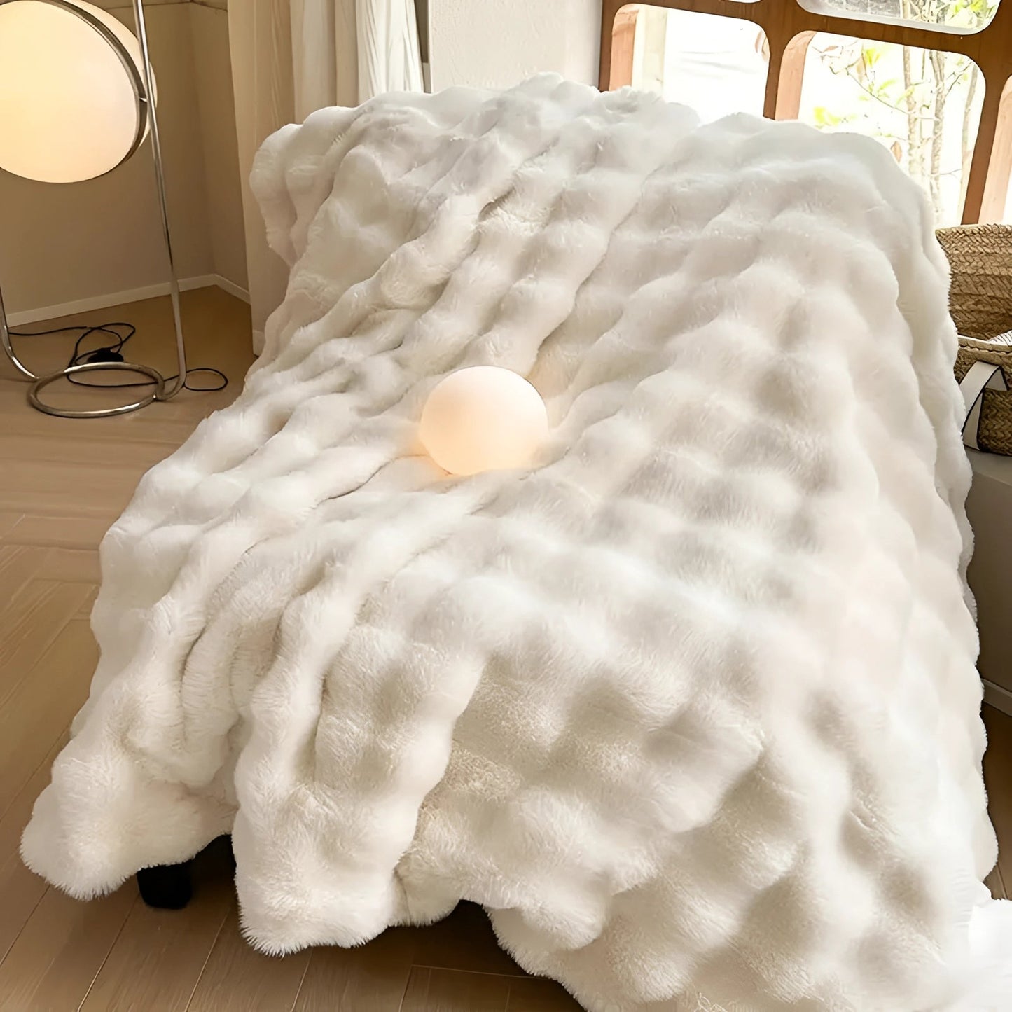 Ultra-Zachte Chunky Knit Verzwaringsdeken – Luxe Faux Fur Plaid voor Ontspanning & Stijl | Ademend & Comfortabel