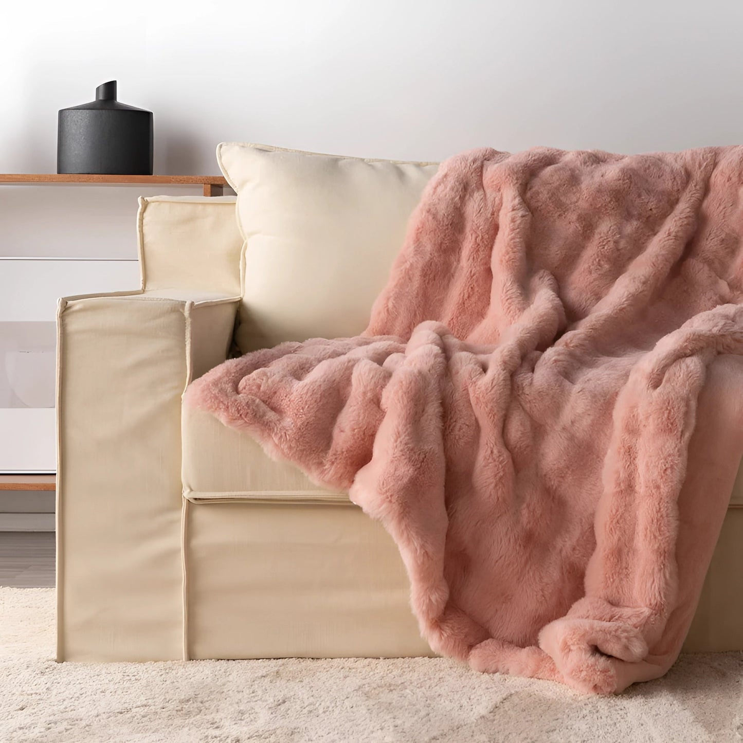 Ultra-Zachte Chunky Knit Verzwaringsdeken – Luxe Faux Fur Plaid voor Ontspanning & Stijl | Ademend & Comfortabel