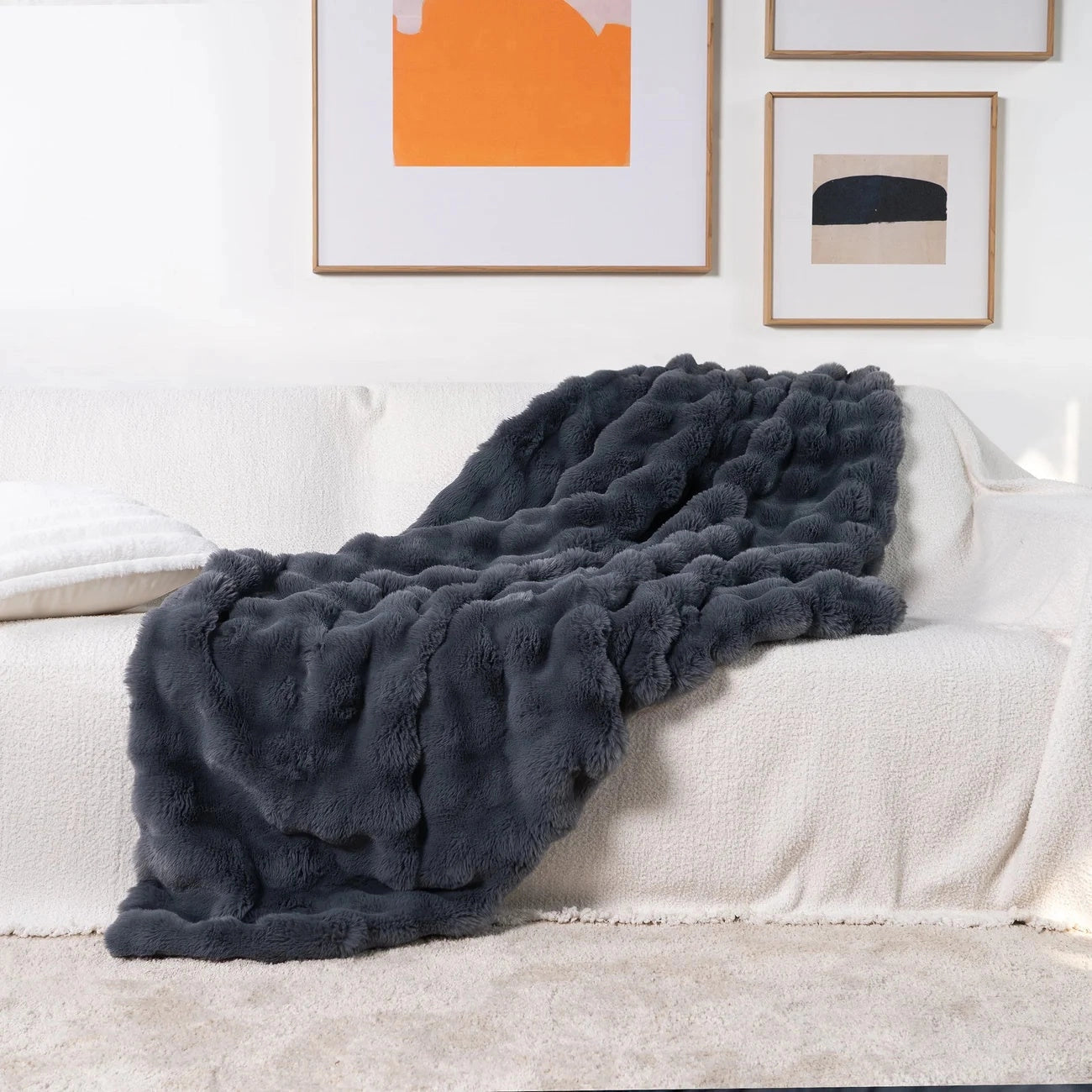 Ultra-Zachte Chunky Knit Verzwaringsdeken – Luxe Faux Fur Plaid voor Ontspanning & Stijl | Ademend & Comfortabel
