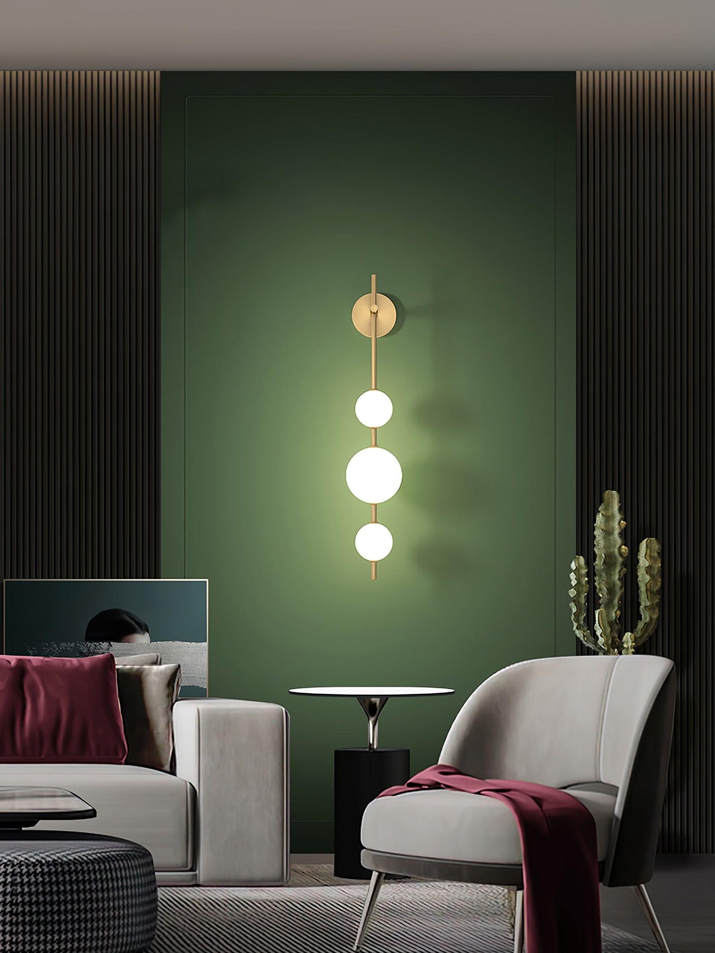 Verticale Glass Globe Wandlamp – Luxe LED Wandverlichting met Gouden Afwerking | Minimalistisch & Sfeervol Design