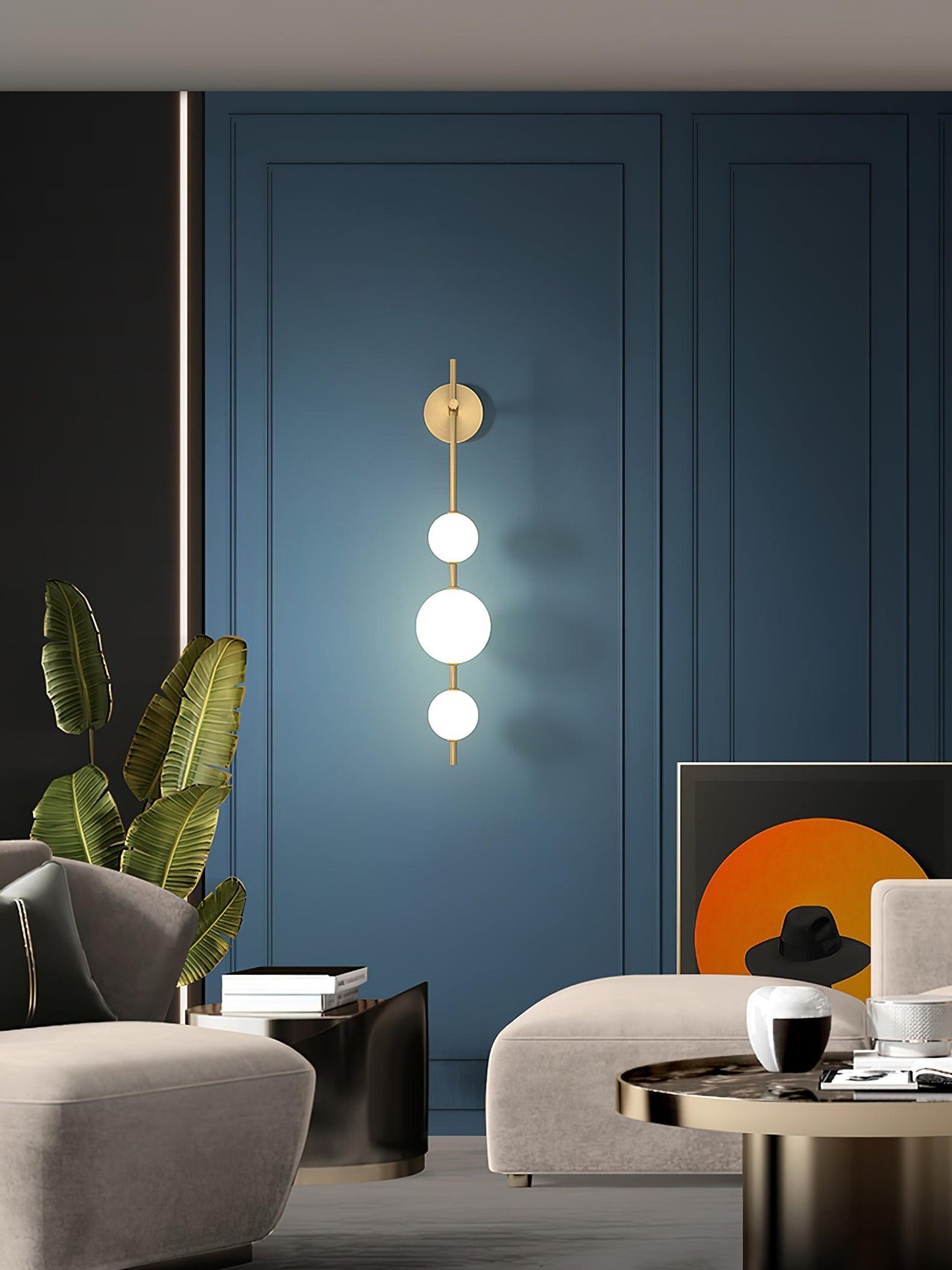 Verticale Glass Globe Wandlamp – Luxe LED Wandverlichting met Gouden Afwerking | Minimalistisch & Sfeervol Design