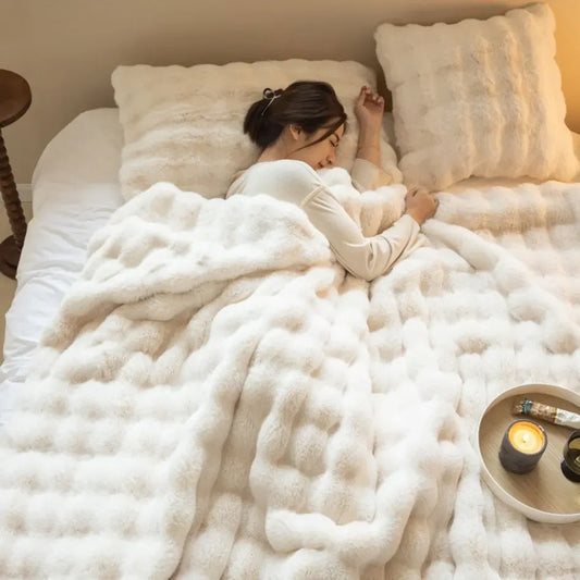 Fleece Deken – Zachte Plush Cosy Bed Plaid | Warm, Ademend & Stijlvol voor Bed & Bank