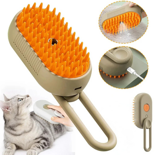 3-in-1 Cat Steam Brush – elektrische ontklittingsborstel met sprayfunctie & massage voor katten en honden