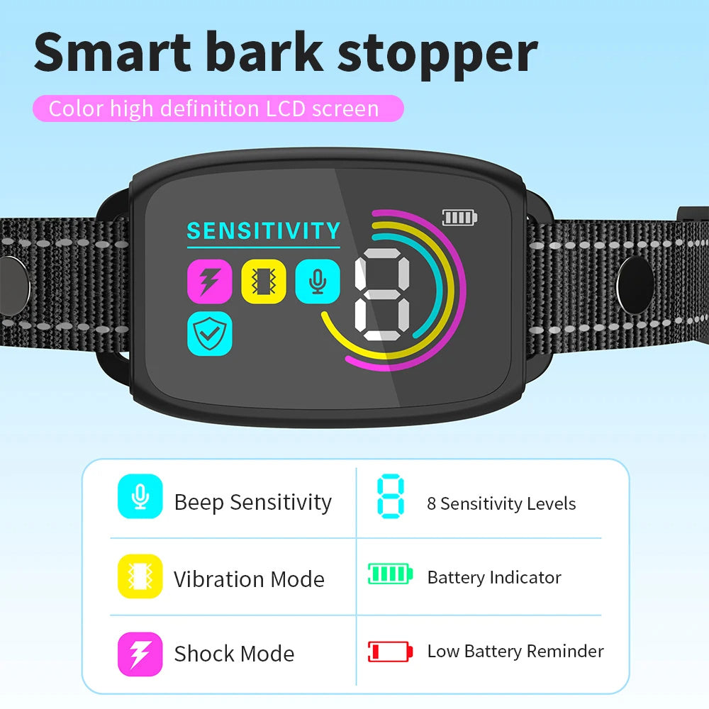 Anti-Blaf Halsband – Oplaadbare en Waterdichte Hondentrainer met 4 Modi en Digitaal Display