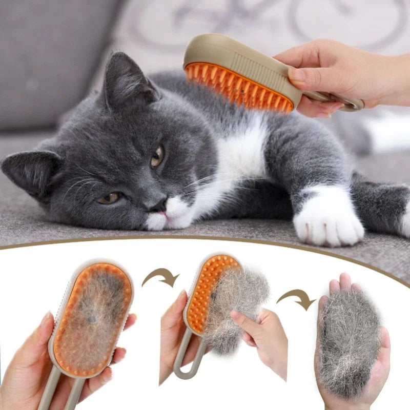 3-in-1 Cat Steam Brush – elektrische ontklittingsborstel met sprayfunctie & massage voor katten en honden