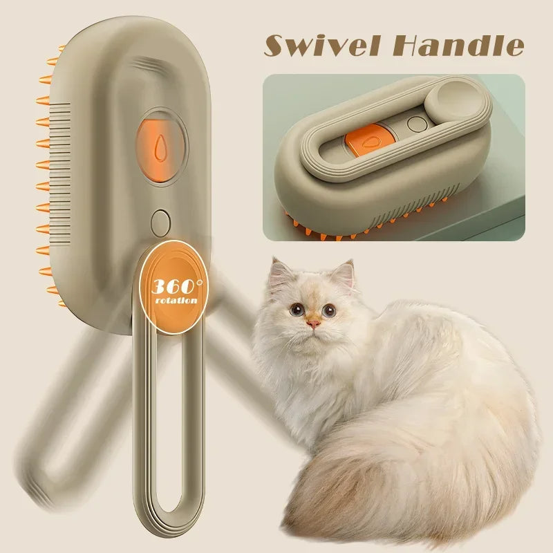 3-in-1 Cat Steam Brush – elektrische ontklittingsborstel met sprayfunctie & massage voor katten en honden
