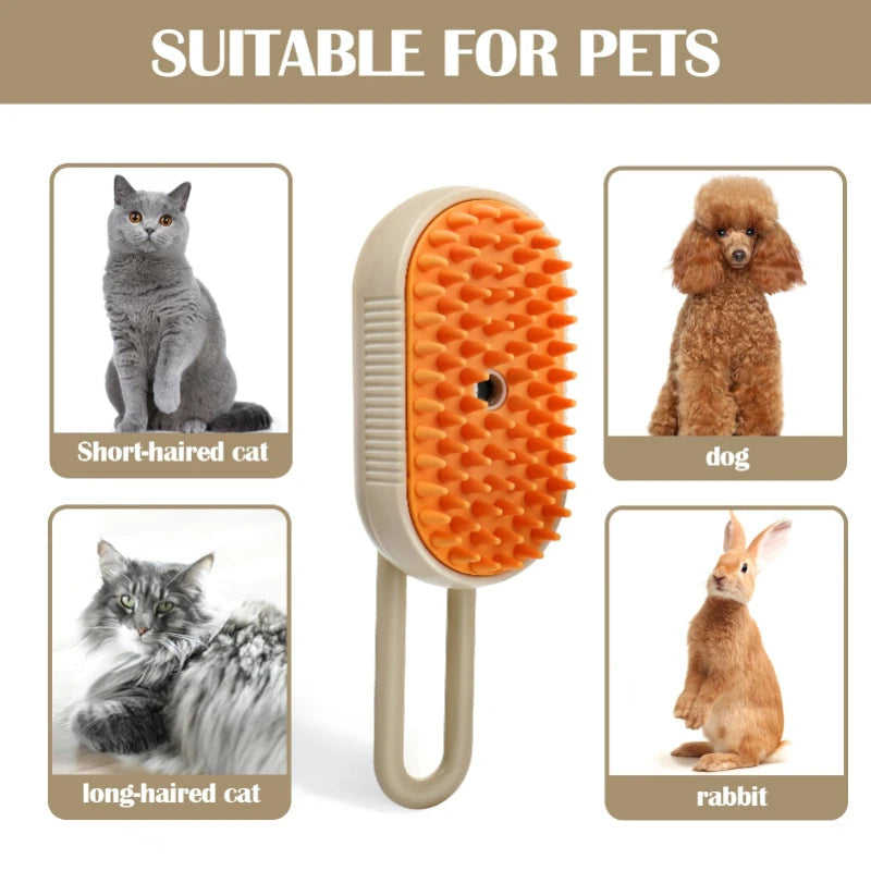 3-in-1 Cat Steam Brush – elektrische ontklittingsborstel met sprayfunctie & massage voor katten en honden