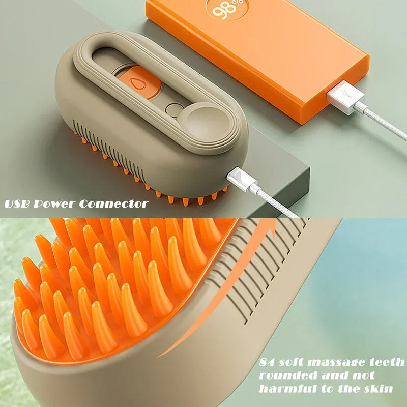 3-in-1 Cat Steam Brush – elektrische ontklittingsborstel met sprayfunctie & massage voor katten en honden