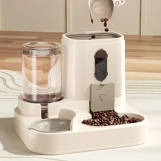 2-in-1 honden en katten voerbak met waterdispenser – automatische zwaartekracht feeder zonder stroom