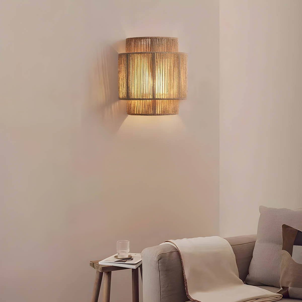Natuurlijke Touw Wandlamp – Organische LED Muurverlichting | Handgemaakt & Warme Sfeer