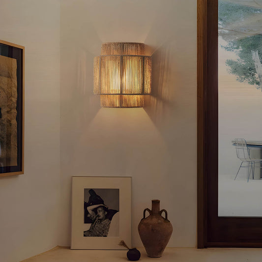 Natuurlijke Touw Wandlamp – Organische LED Muurverlichting | Handgemaakt & Warme Sfeer