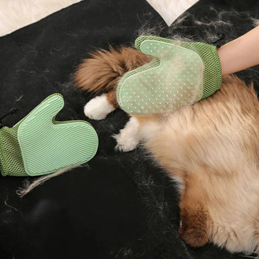 2-in-1 kattenborstel handschoen – verzorgingshandschoen voor vachtverzorging & massage