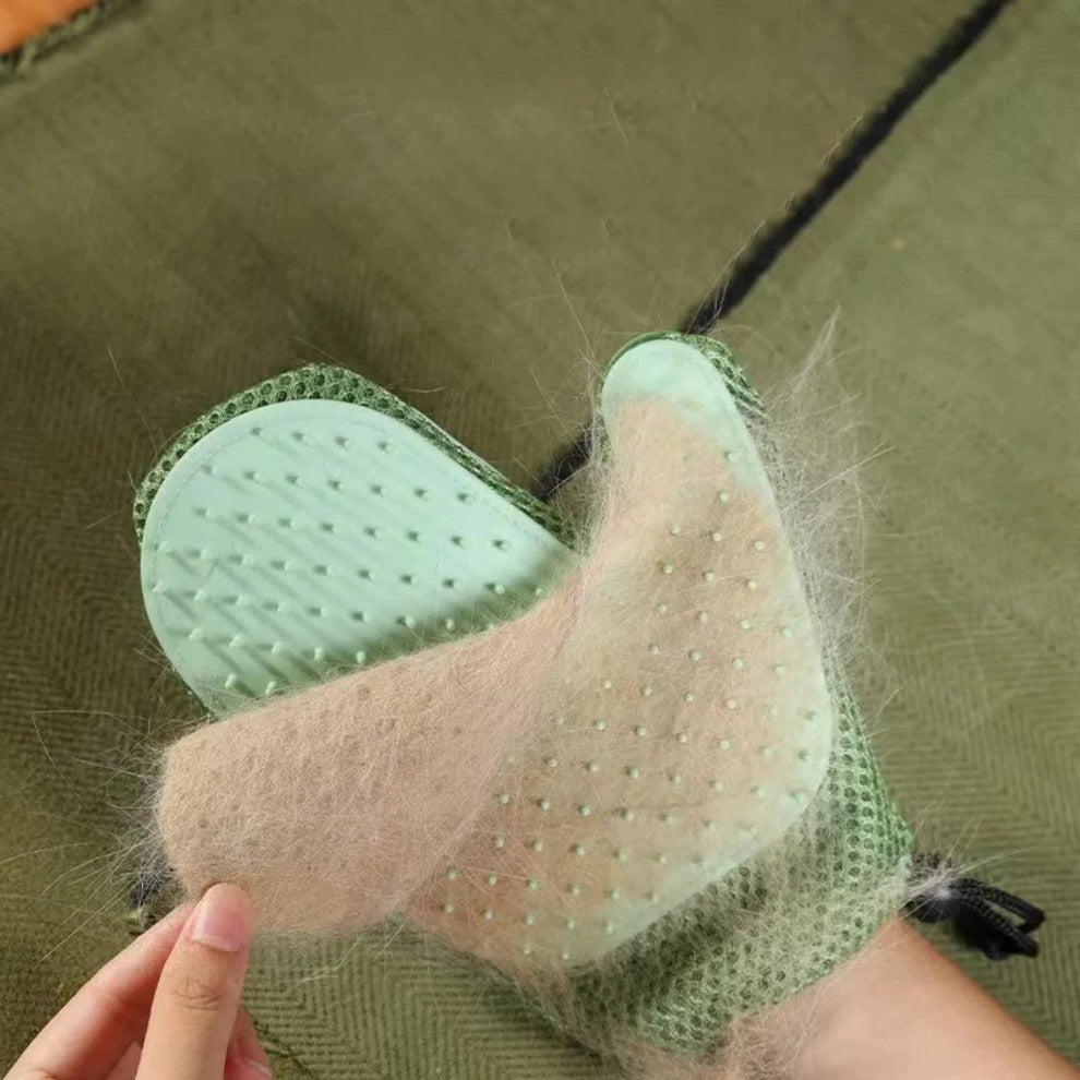 2-in-1 kattenborstel handschoen – verzorgingshandschoen voor vachtverzorging & massage