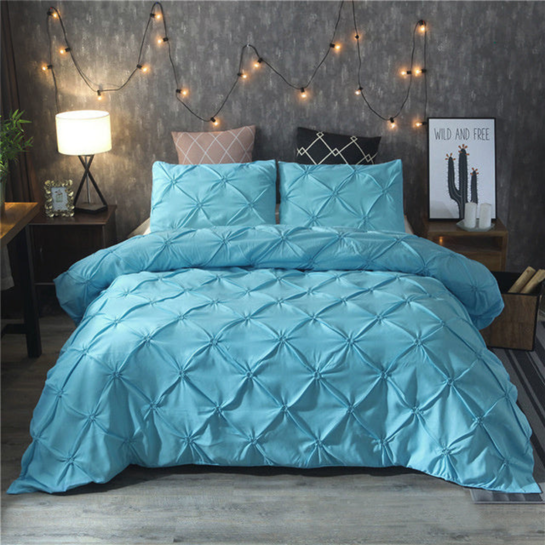 Zachte Katoenen Dekbedovertrek Set – Ademend & Huidvriendelijk Beddengoed met Modern Pinch-Pleat Design | Inclusief Kussenslopen