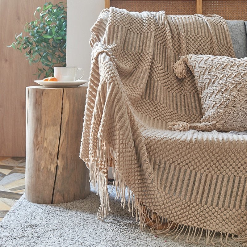 Zachte Gebreide Deken – Scandinavische Sofa & Woonkamer Plaid | Minimalistisch Design & Comfortabele Warmte